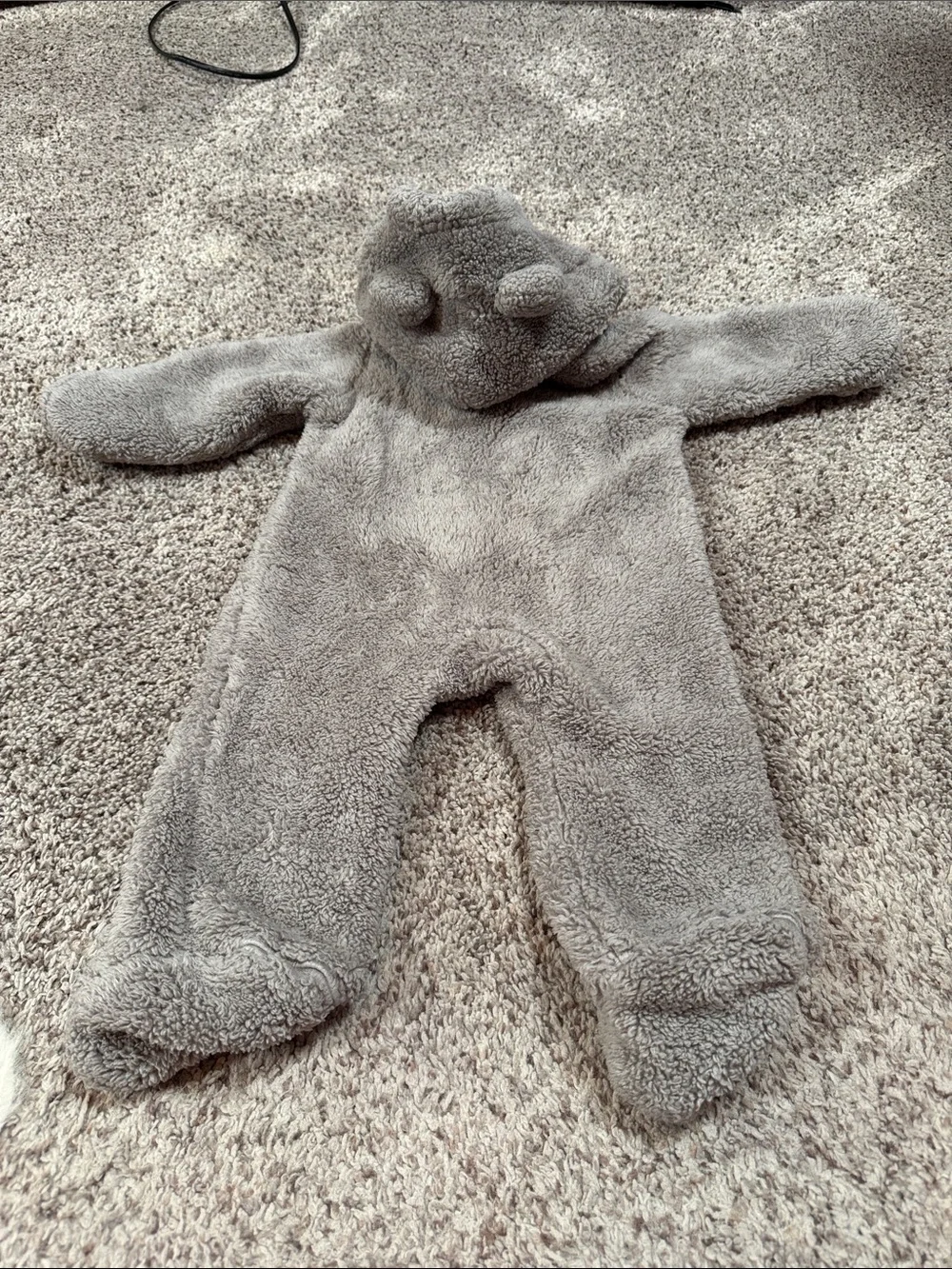 Carter's Gray Plush Baby Footed Hooded One-Piece